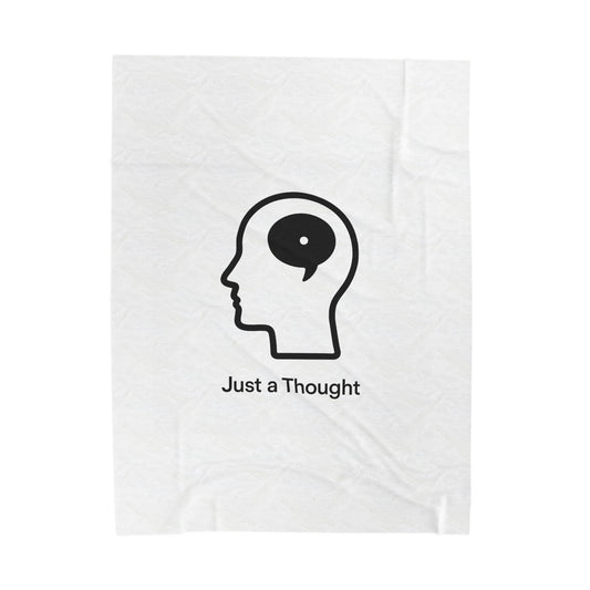 Velveteen Plush Blanket — "Just a Thought" Minimalist Head Icon Cozy Throw