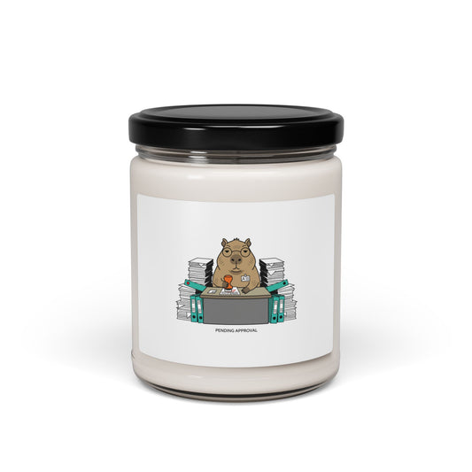 Office Raccoon Illustration Soy Candle | Unhinged Animal Bureaucracy, Deadpan Office Humor