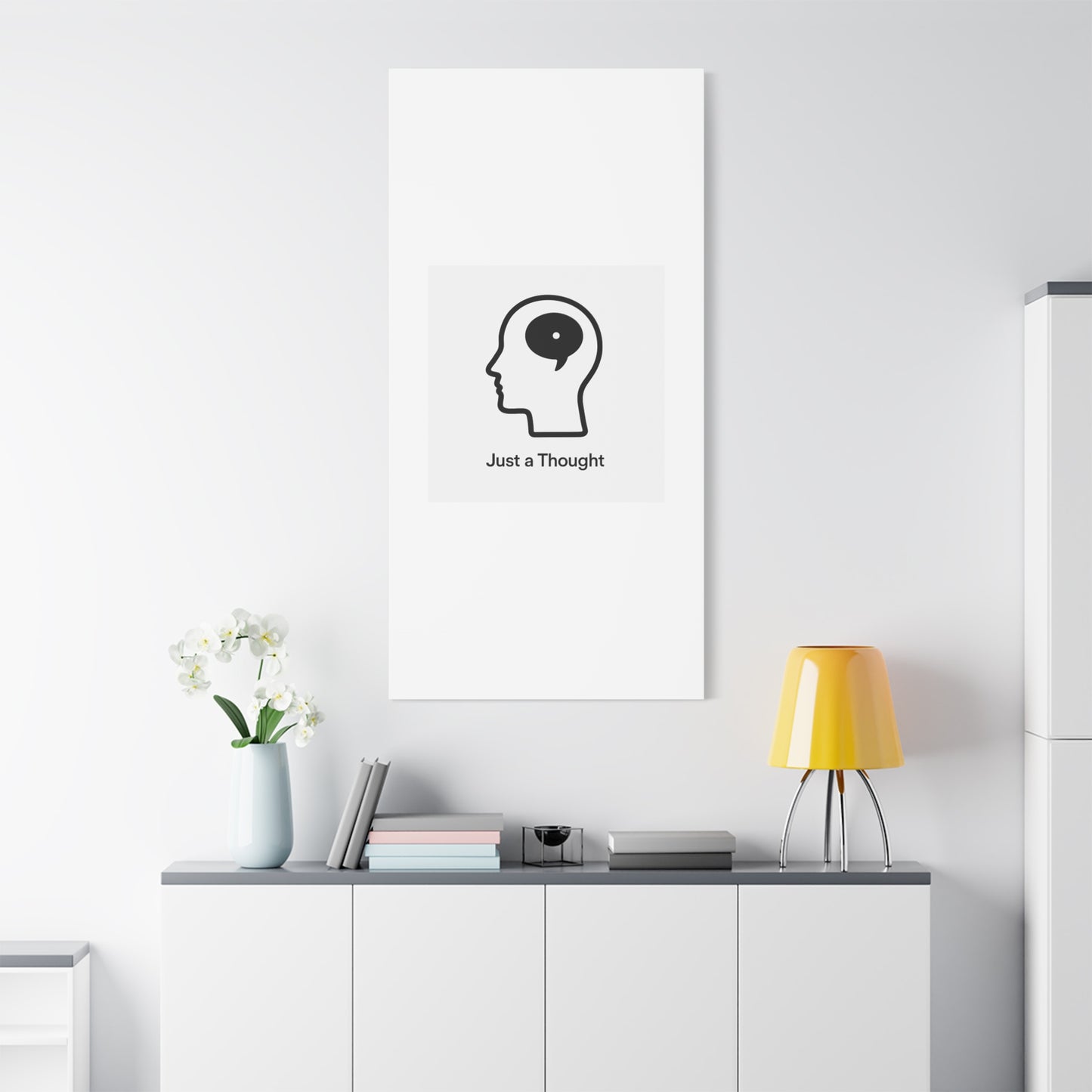 Matte Canvas Wall Art - "Just a Thought" Minimal Head Illustration