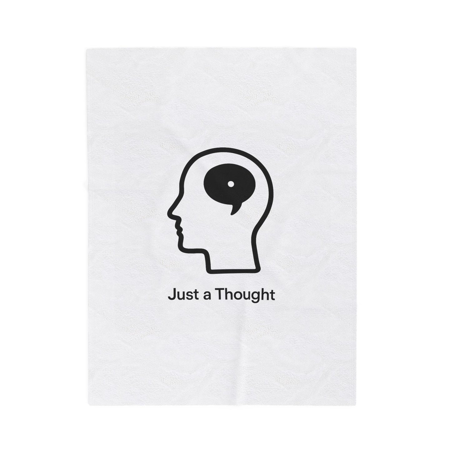 Velveteen Plush Blanket — "Just a Thought" Minimalist Head Icon Cozy Throw