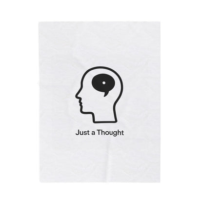 Velveteen Plush Blanket — "Just a Thought" Minimalist Head Icon Cozy Throw