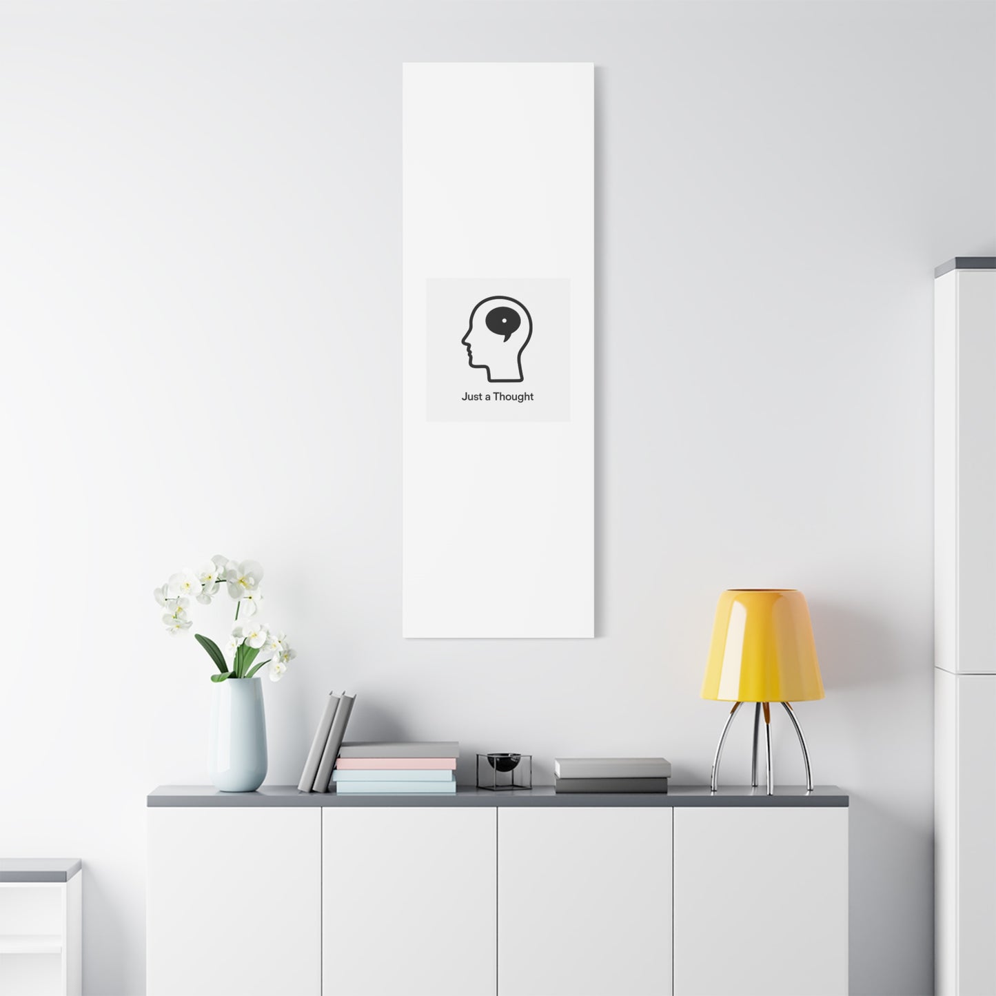 Matte Canvas Wall Art - "Just a Thought" Minimal Head Illustration