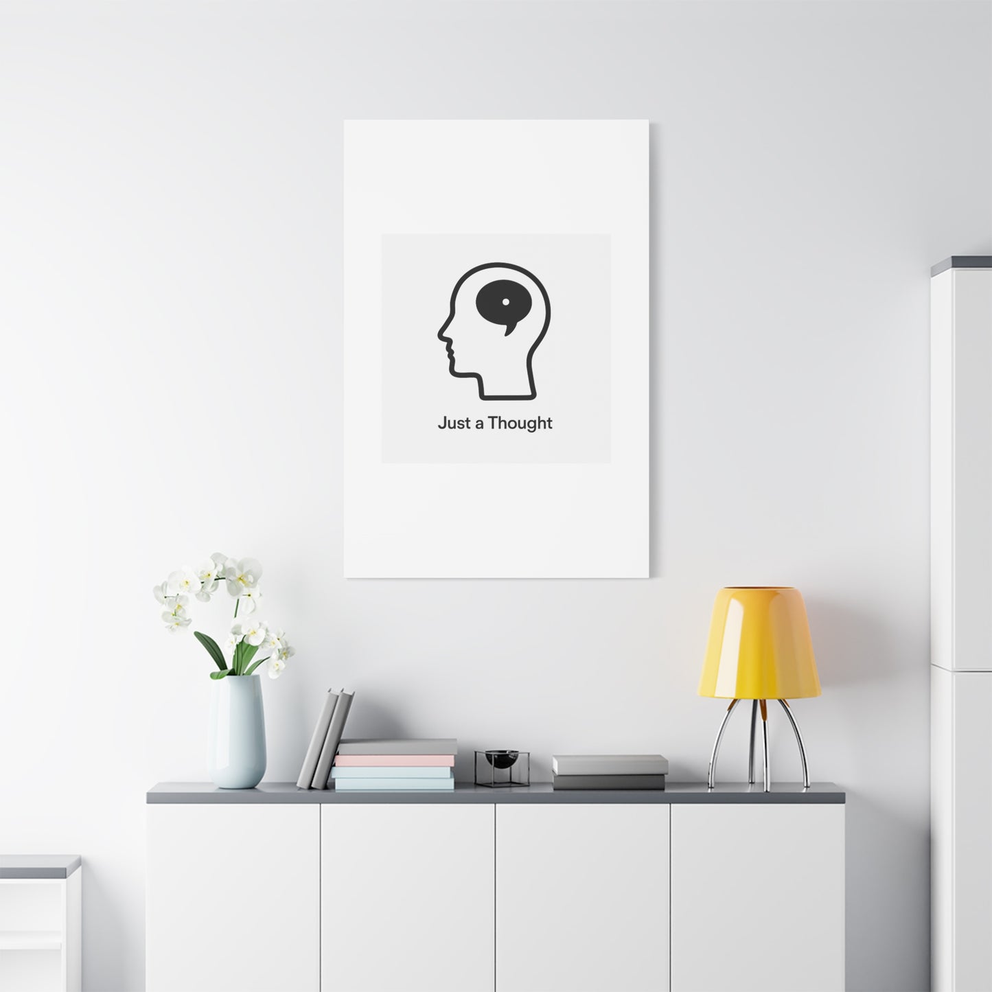 Matte Canvas Wall Art - "Just a Thought" Minimal Head Illustration