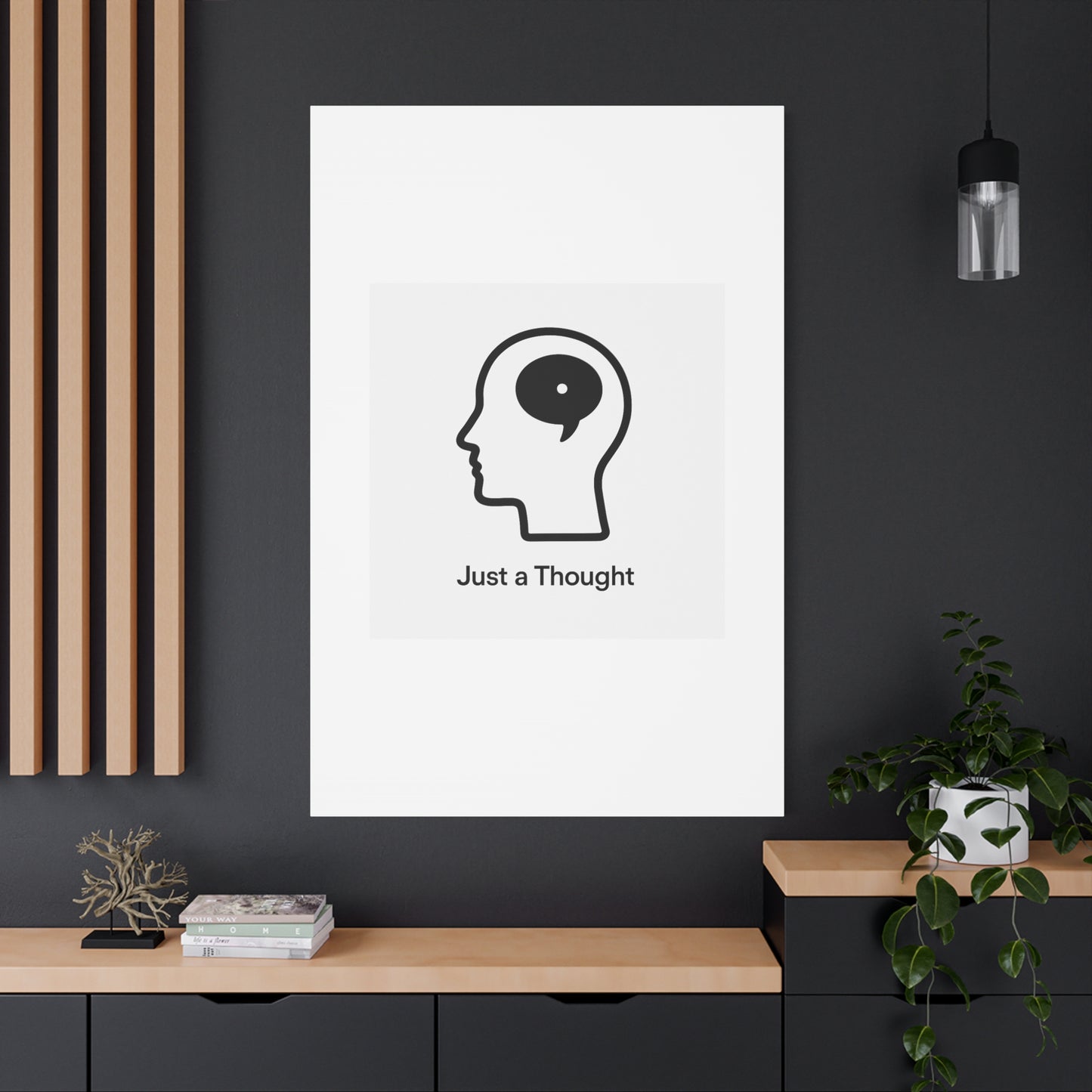 Matte Canvas Wall Art - "Just a Thought" Minimal Head Illustration