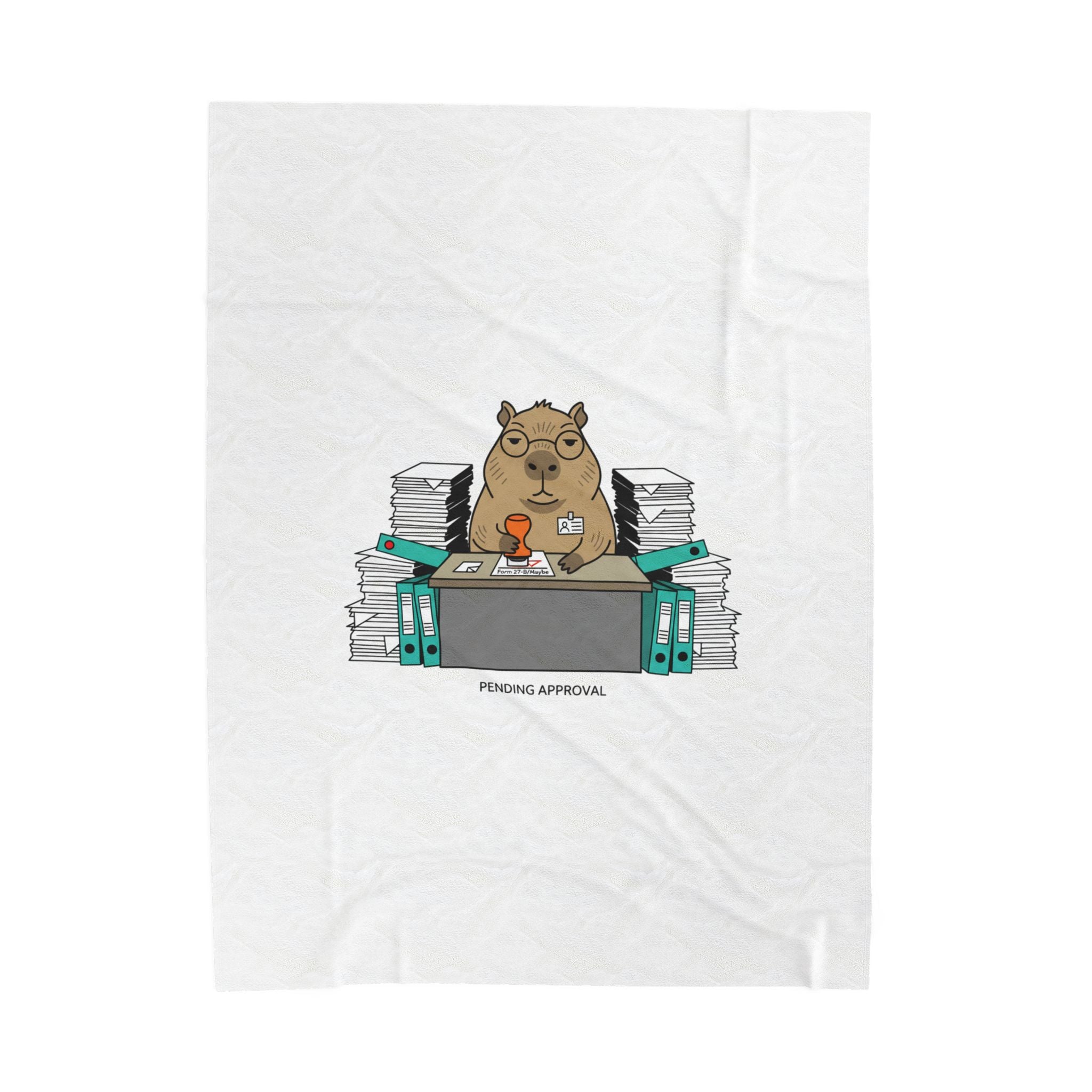 Pending Approval Raccoon Desk Blanket | Unhinged Animal Bureaucracy, Office HR Illustration