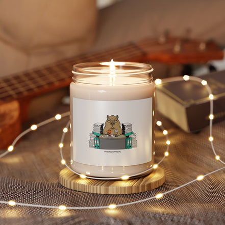 Office Raccoon Illustration Soy Candle | Unhinged Animal Bureaucracy, Deadpan Office Humor