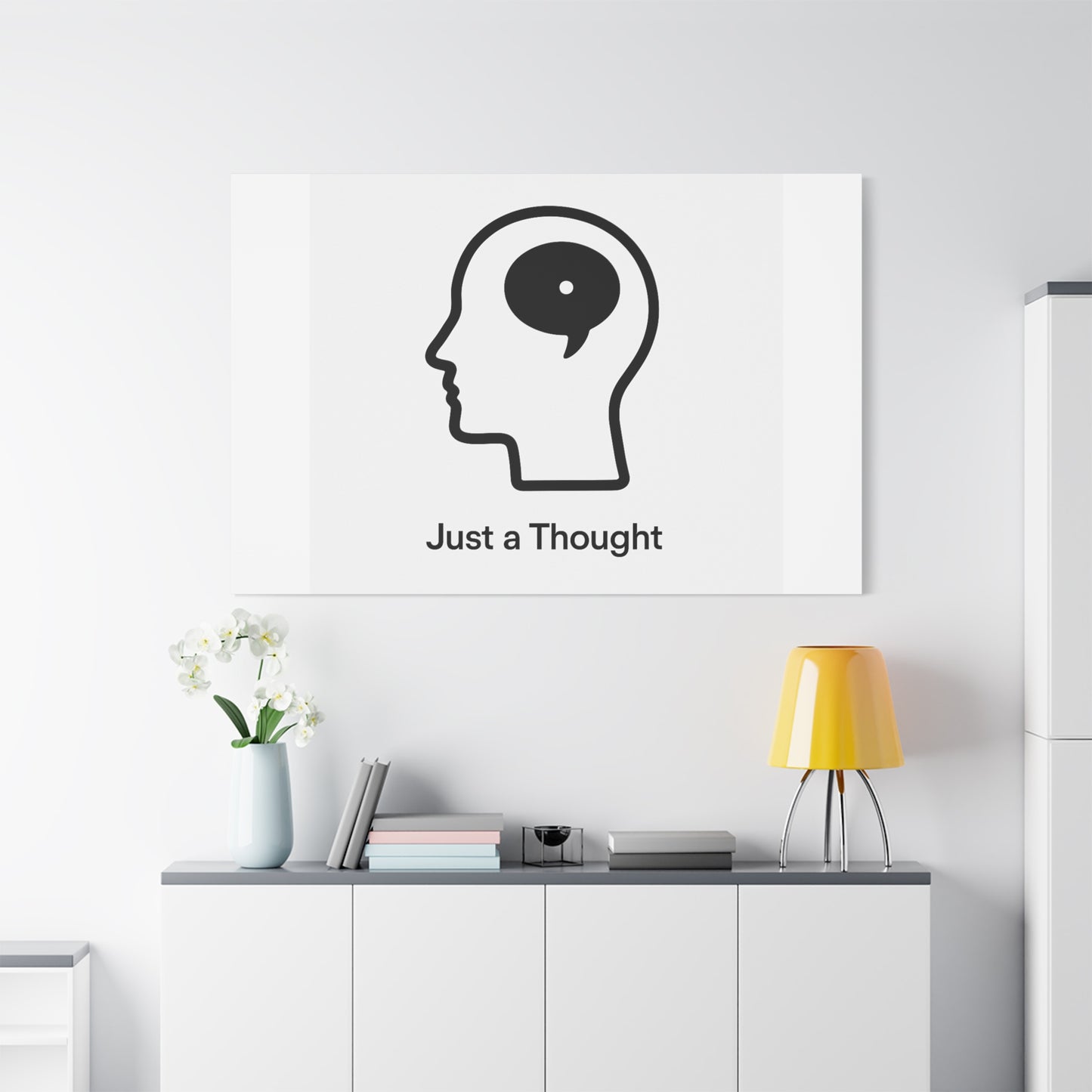 Matte Canvas Wall Art - "Just a Thought" Minimal Head Illustration