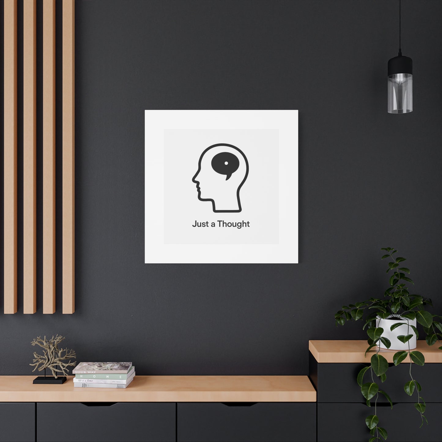 Matte Canvas Wall Art - "Just a Thought" Minimal Head Illustration