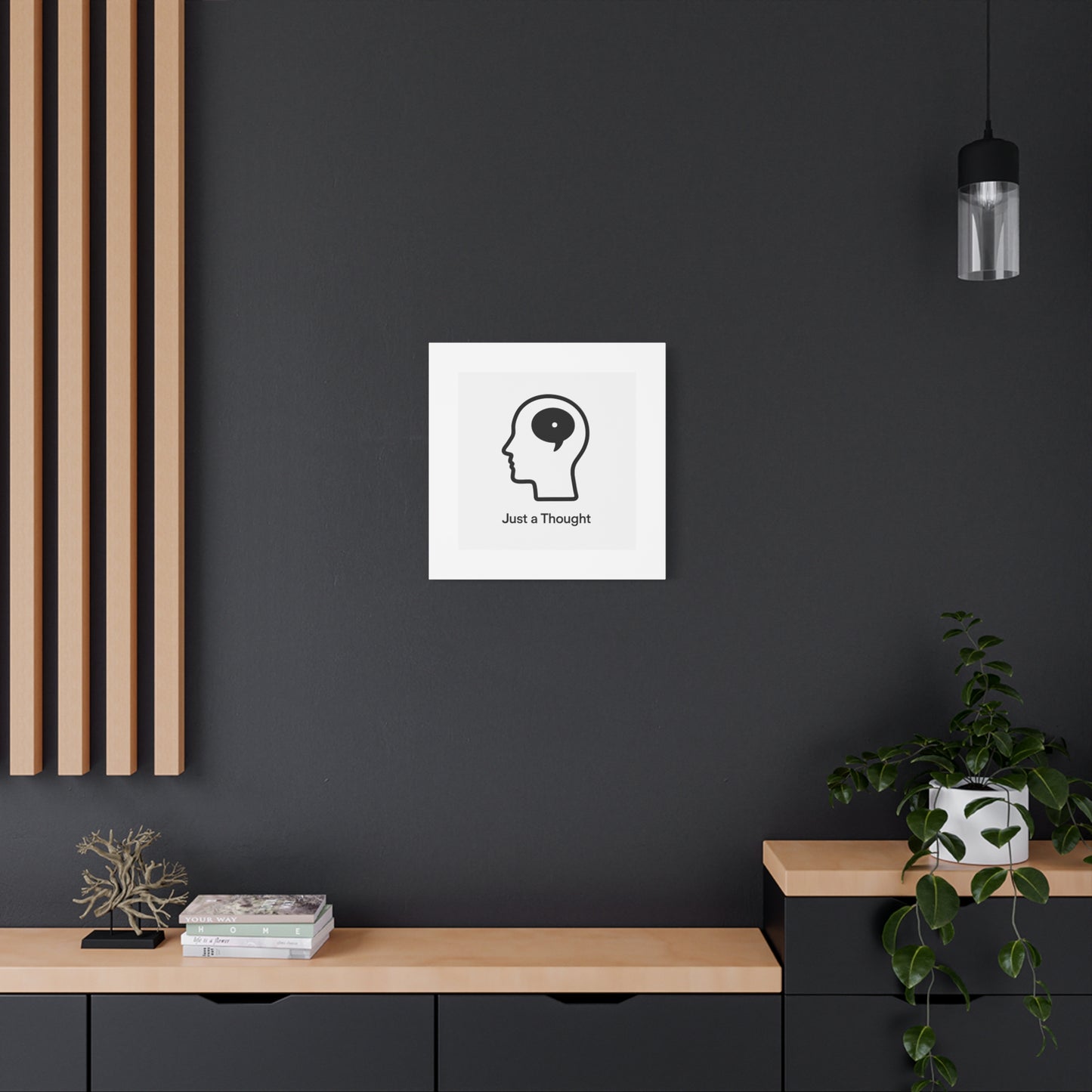 Matte Canvas Wall Art - "Just a Thought" Minimal Head Illustration
