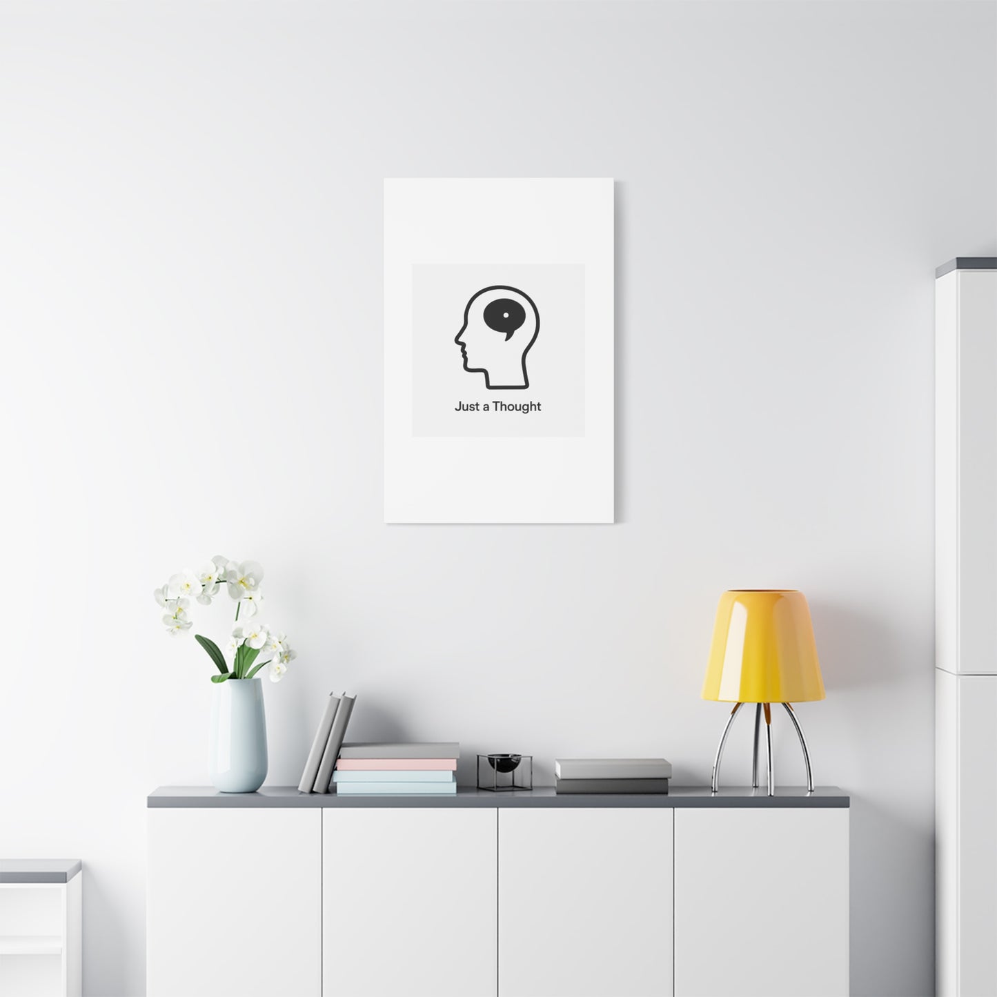 Matte Canvas Wall Art - "Just a Thought" Minimal Head Illustration