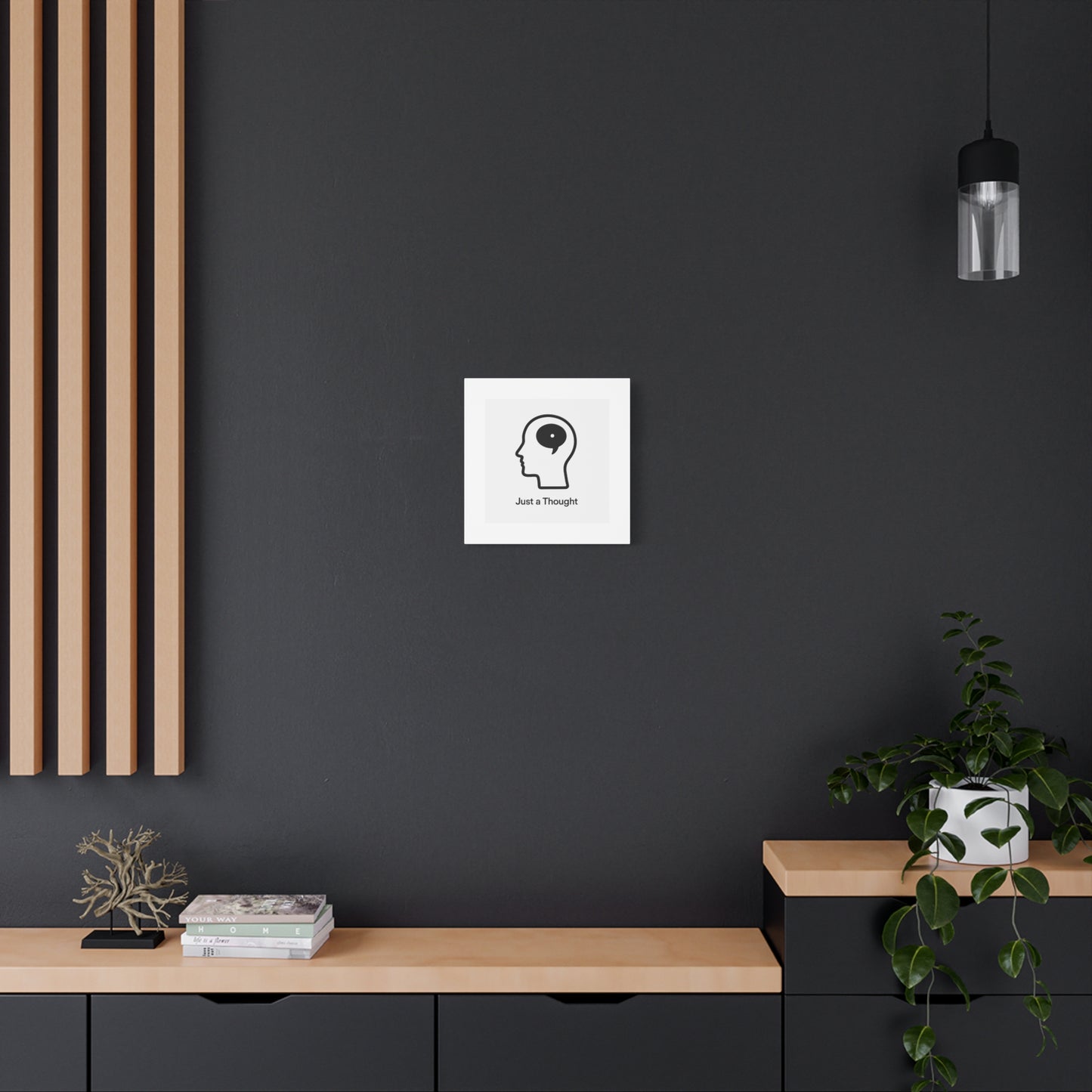 Matte Canvas Wall Art - "Just a Thought" Minimal Head Illustration