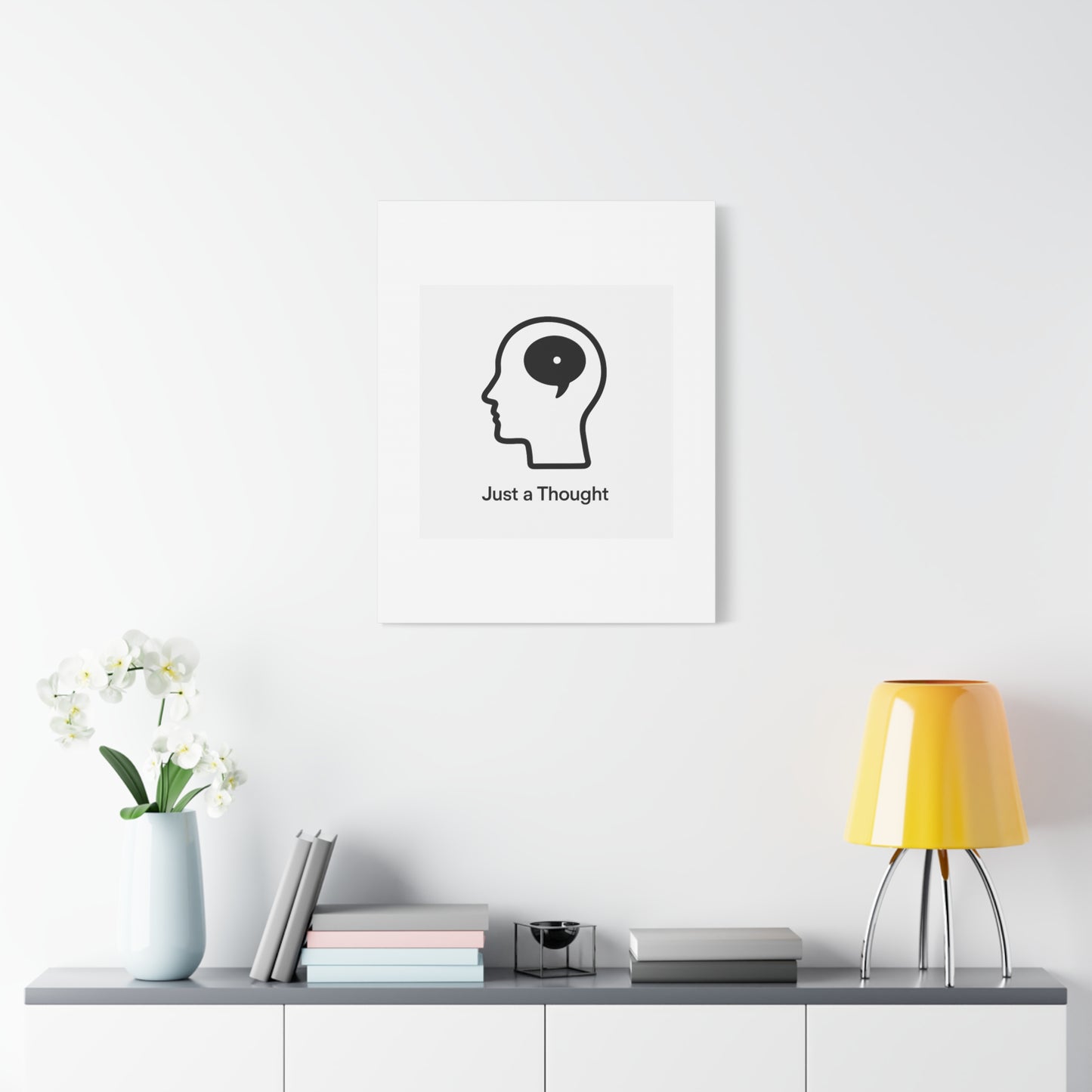 Matte Canvas Wall Art - "Just a Thought" Minimal Head Illustration