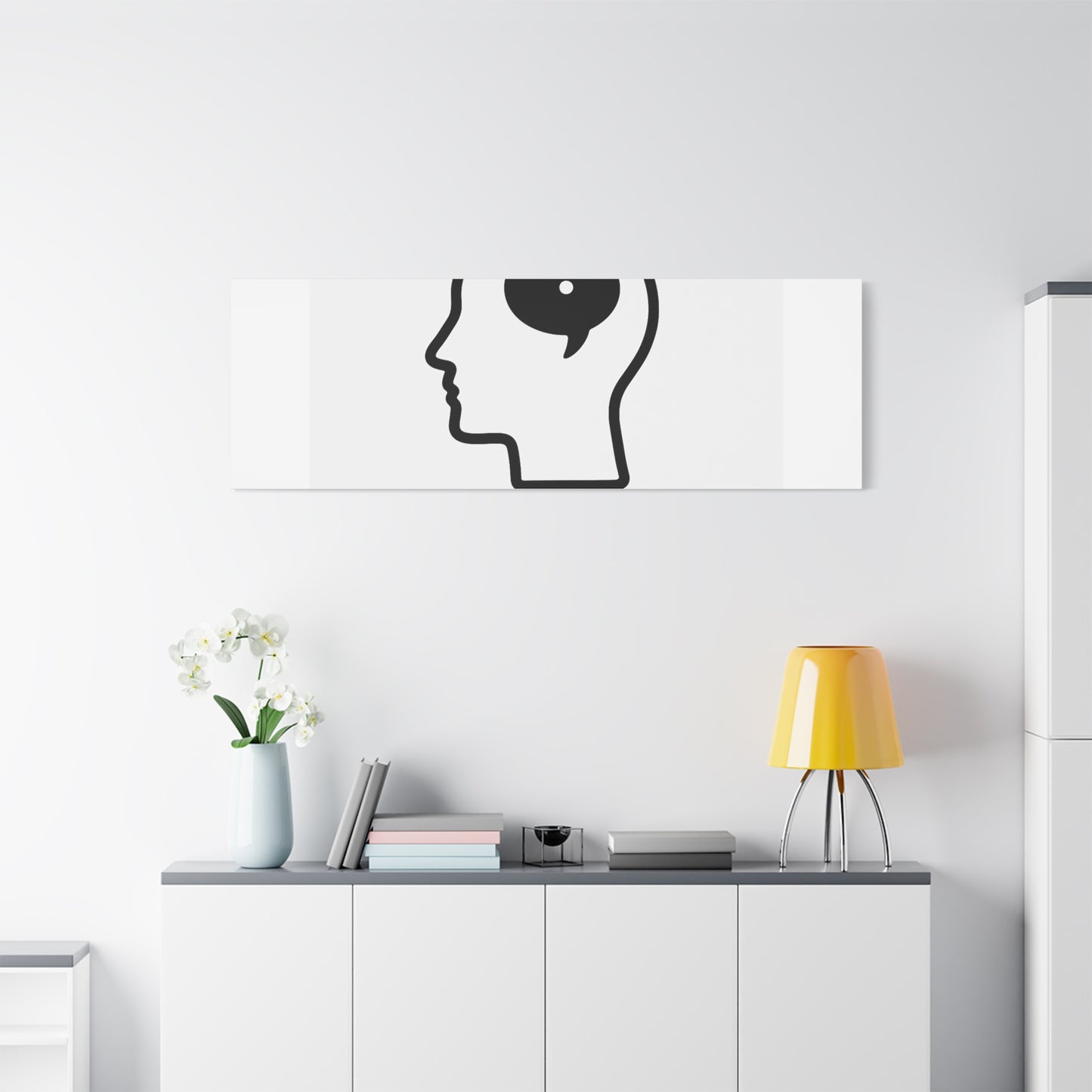 Matte Canvas Wall Art - "Just a Thought" Minimal Head Illustration