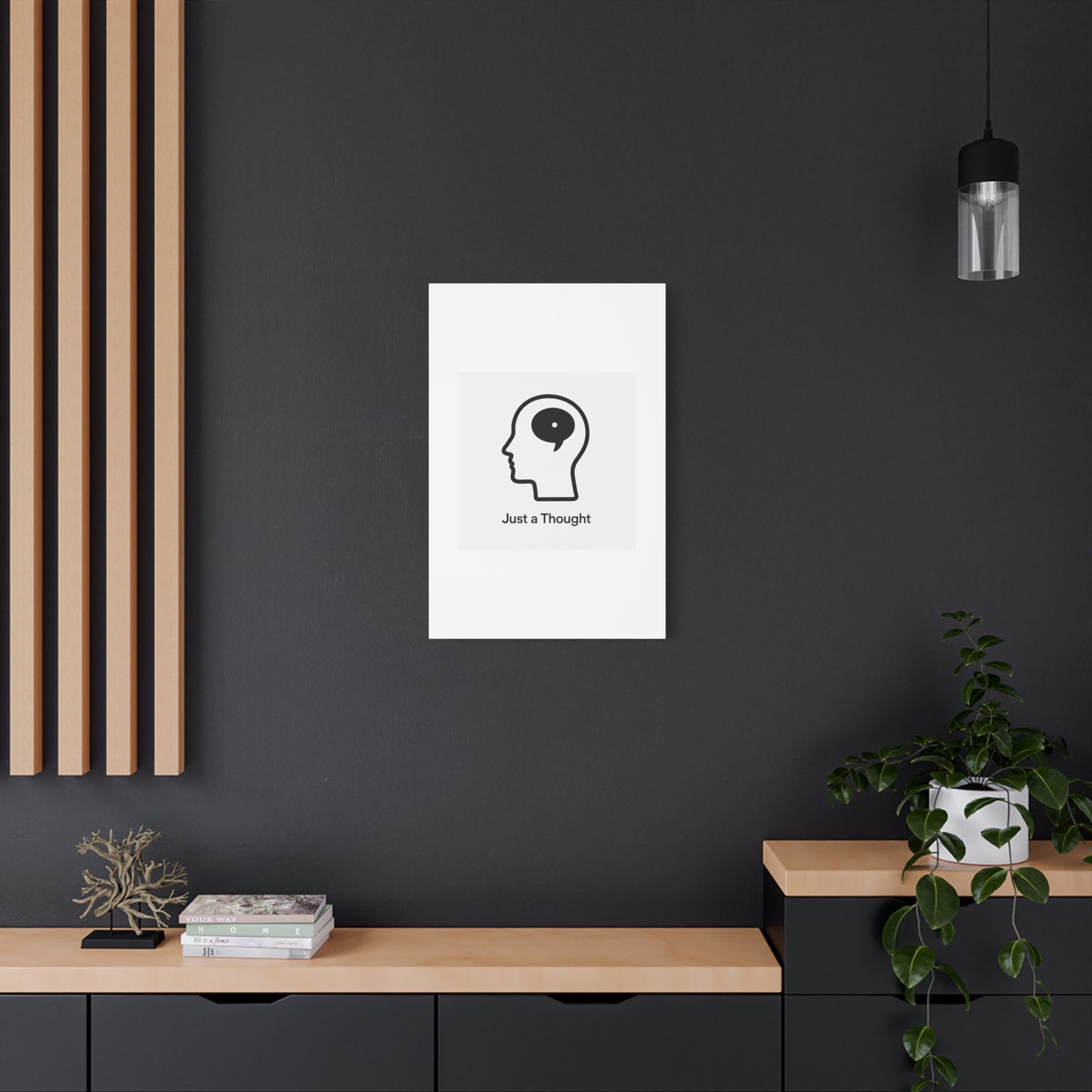 Matte Canvas Wall Art - "Just a Thought" Minimal Head Illustration