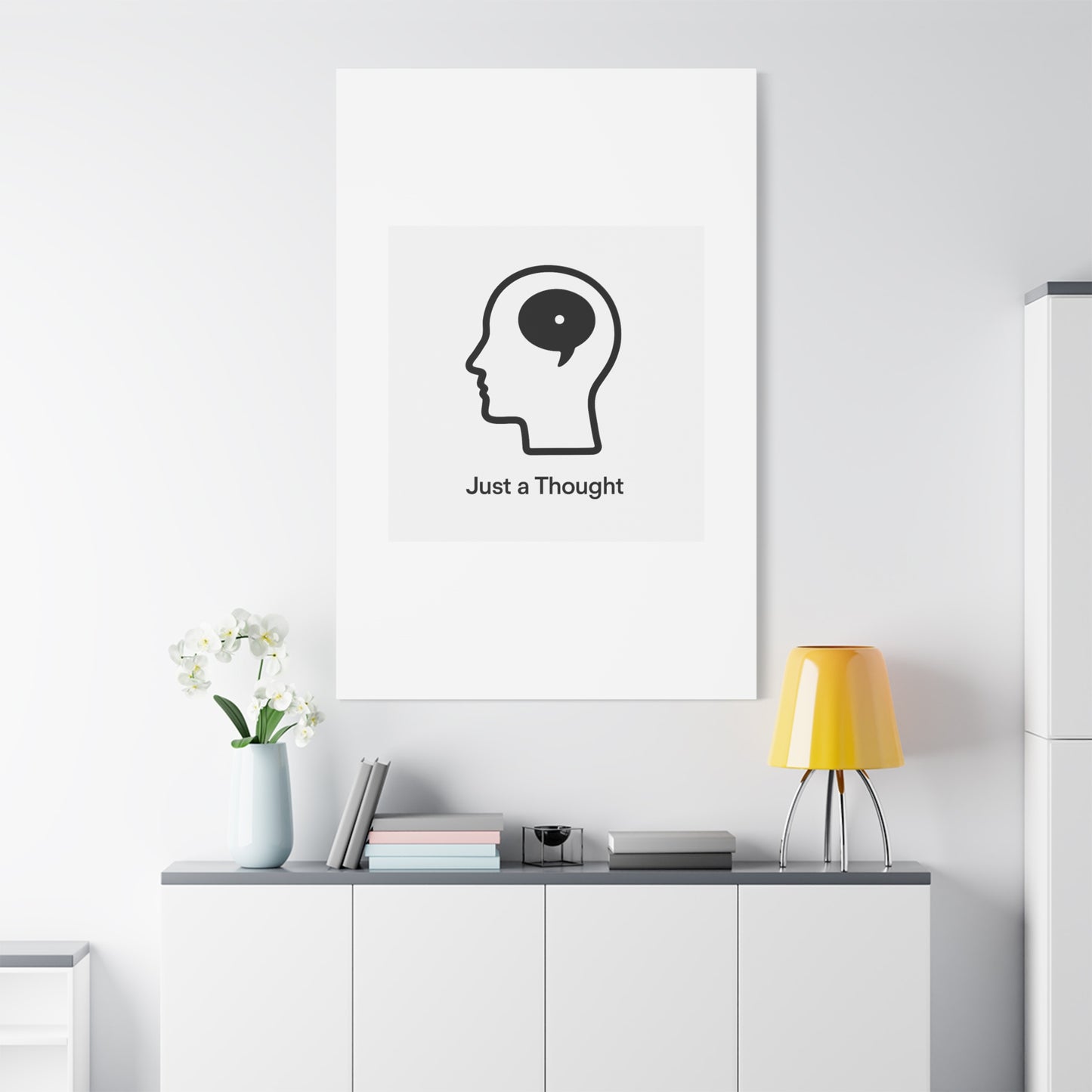 Matte Canvas Wall Art - "Just a Thought" Minimal Head Illustration