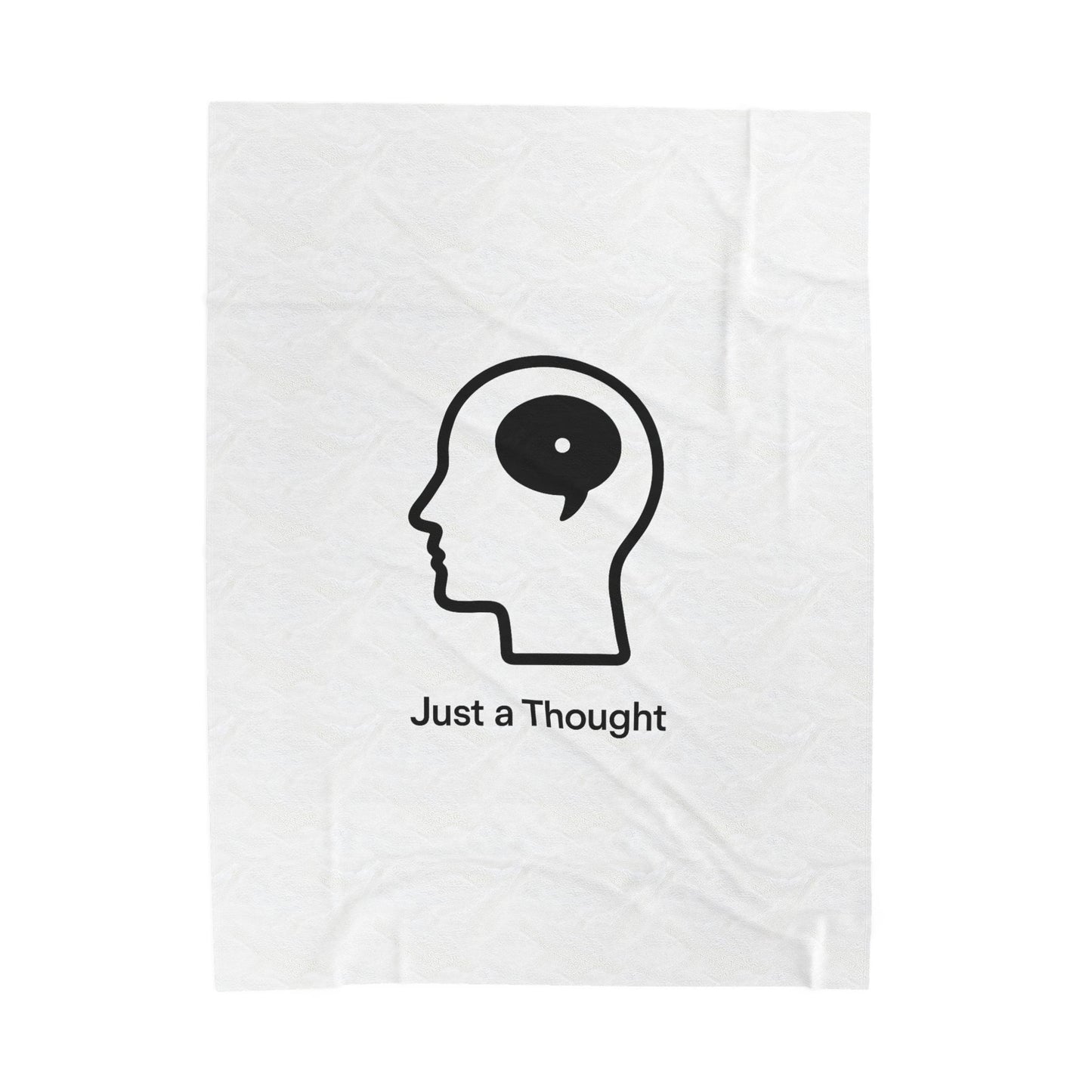 Velveteen Plush Blanket — "Just a Thought" Minimalist Head Icon Cozy Throw