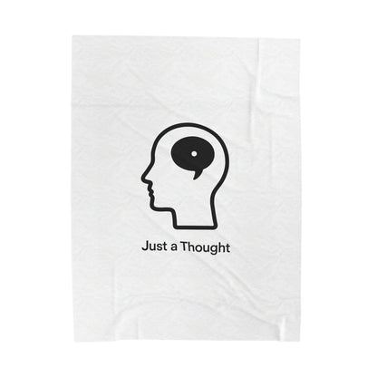 Velveteen Plush Blanket — "Just a Thought" Minimalist Head Icon Cozy Throw