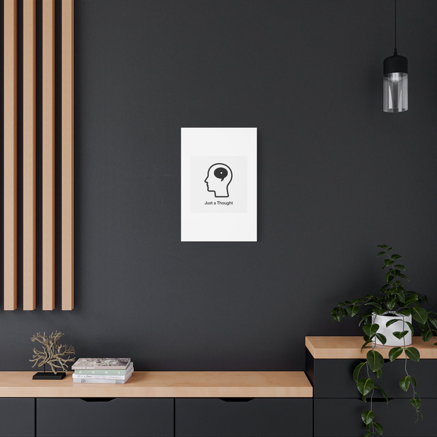 Matte Canvas Wall Art - "Just a Thought" Minimal Head Illustration