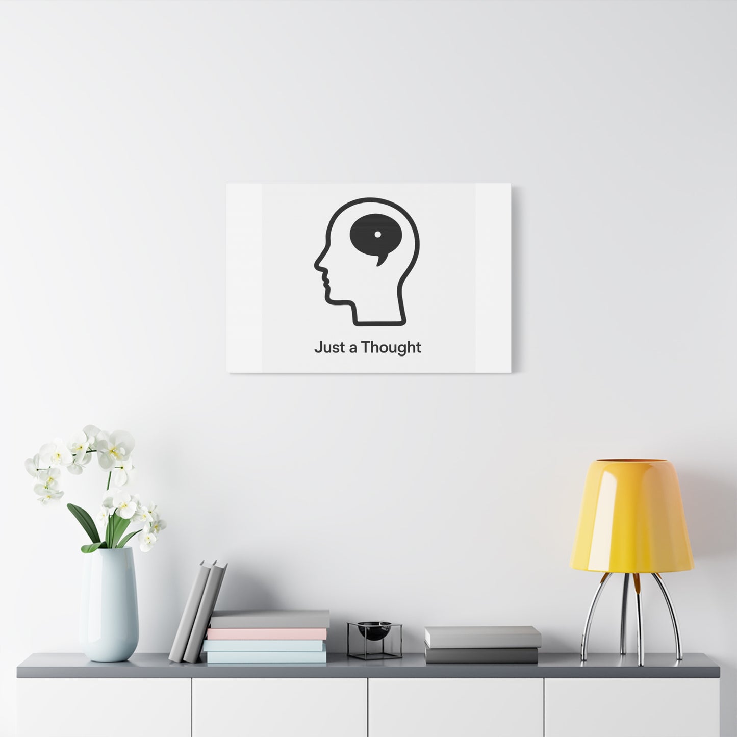 Matte Canvas Wall Art - "Just a Thought" Minimal Head Illustration