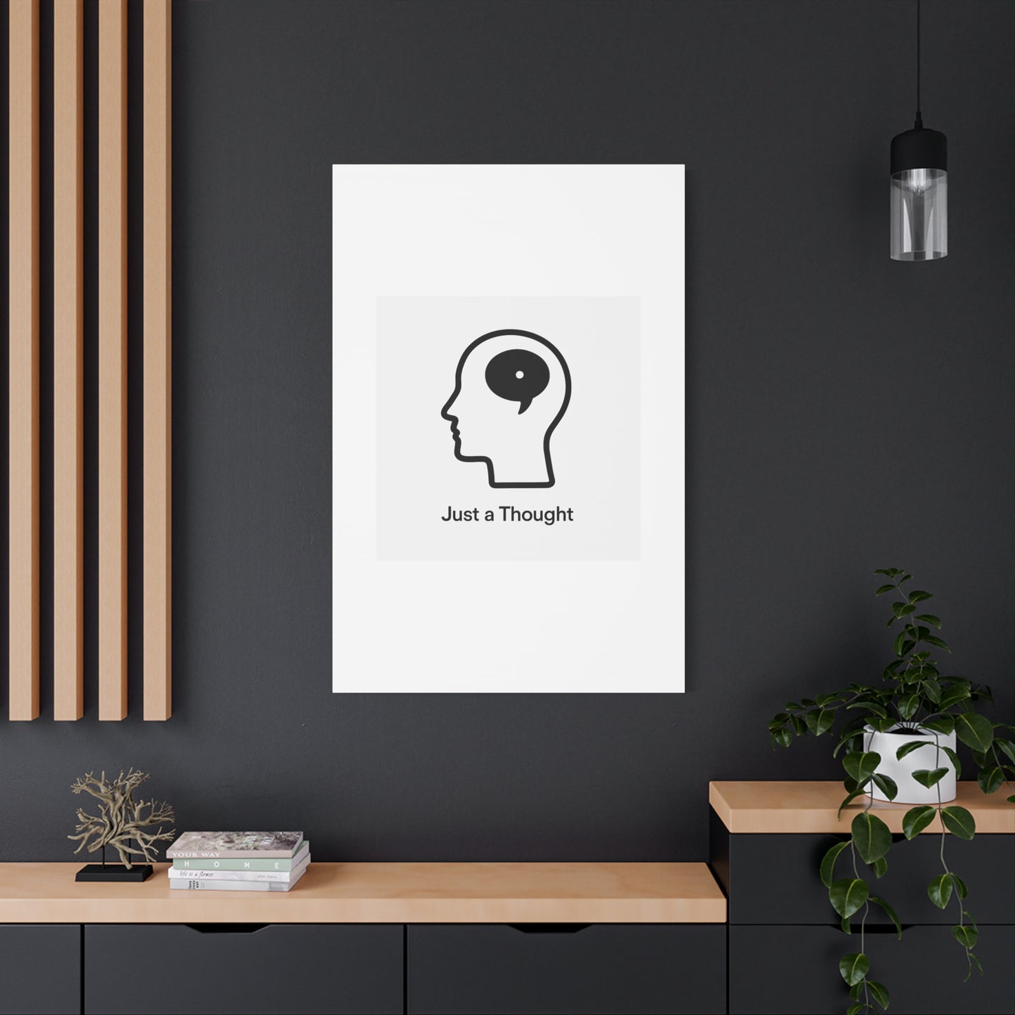 Matte Canvas Wall Art - "Just a Thought" Minimal Head Illustration