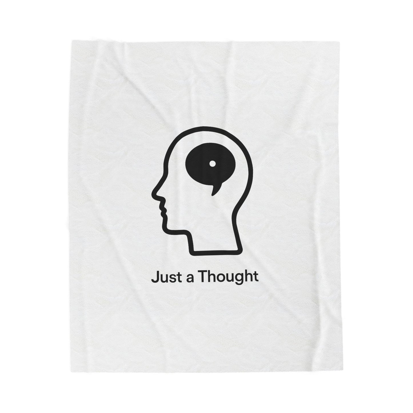 Velveteen Plush Blanket — "Just a Thought" Minimalist Head Icon Cozy Throw
