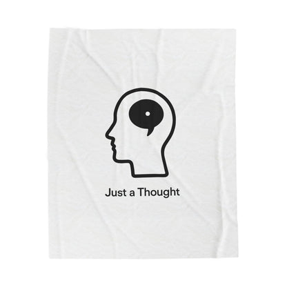 Velveteen Plush Blanket — "Just a Thought" Minimalist Head Icon Cozy Throw