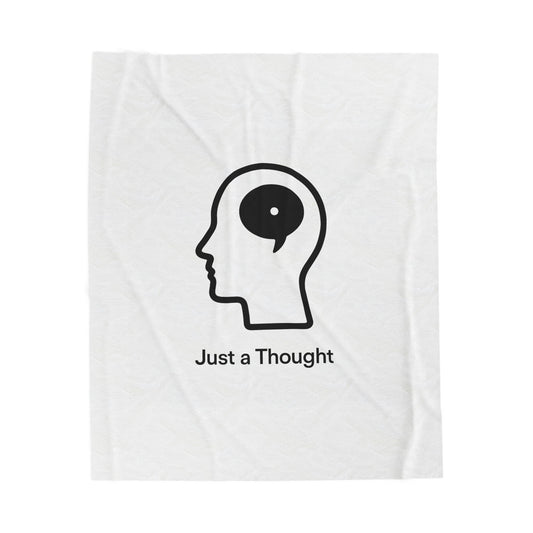 Velveteen Plush Blanket — "Just a Thought" Minimalist Head Icon Cozy Throw