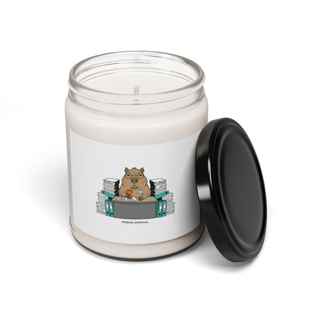 Office Raccoon Illustration Soy Candle | Unhinged Animal Bureaucracy, Deadpan Office Humor