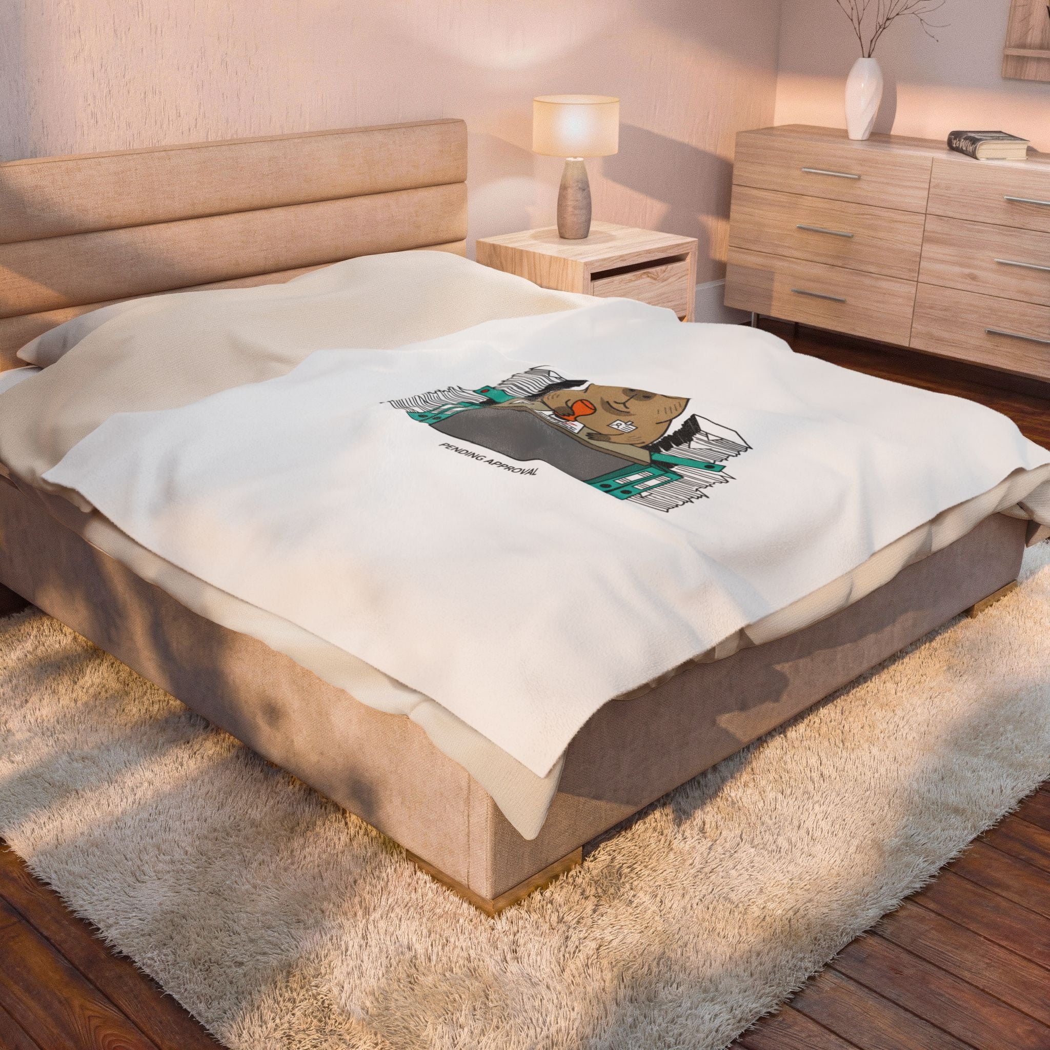 Pending Approval Raccoon Desk Blanket | Unhinged Animal Bureaucracy, Office HR Illustration