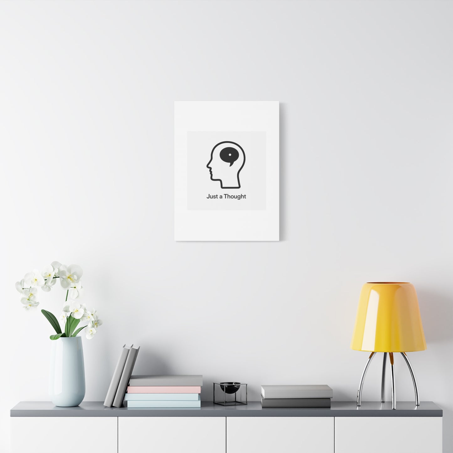 Matte Canvas Wall Art - "Just a Thought" Minimal Head Illustration
