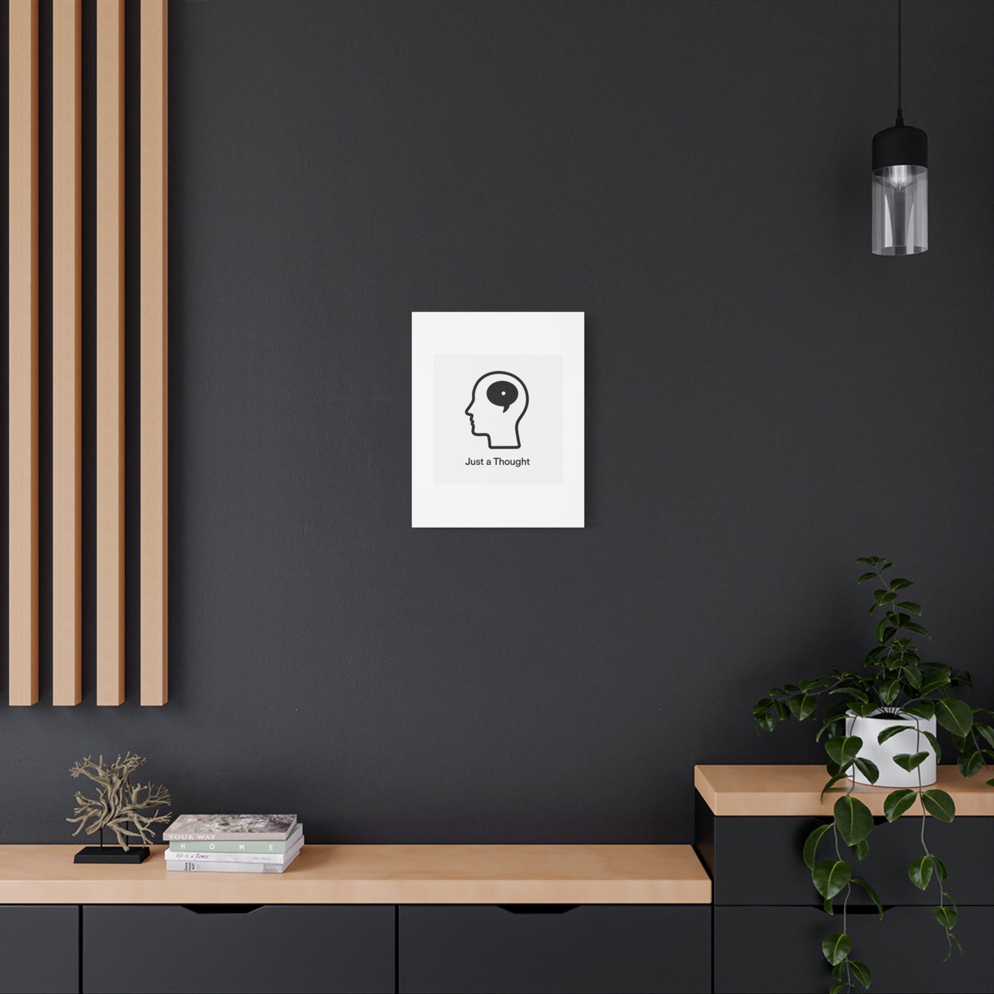 Matte Canvas Wall Art - "Just a Thought" Minimal Head Illustration