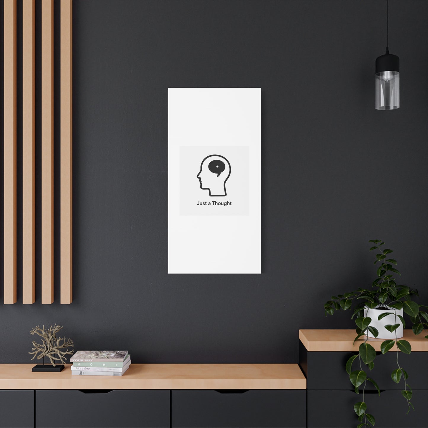 Matte Canvas Wall Art - "Just a Thought" Minimal Head Illustration