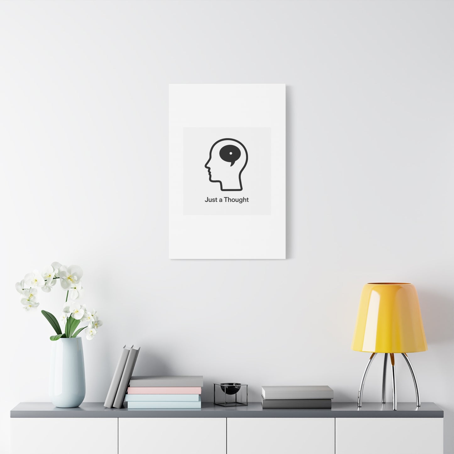 Matte Canvas Wall Art - "Just a Thought" Minimal Head Illustration