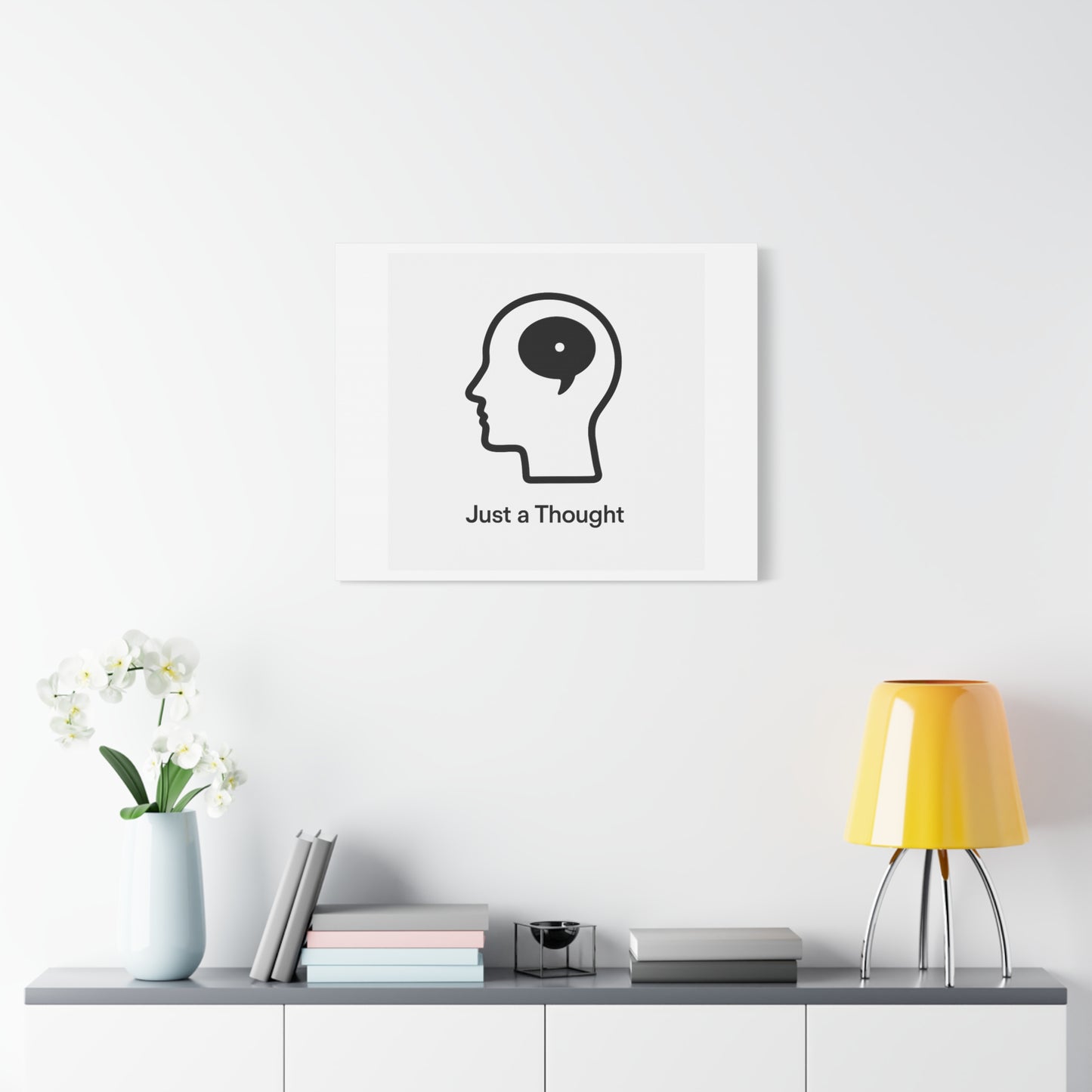 Matte Canvas Wall Art - "Just a Thought" Minimal Head Illustration
