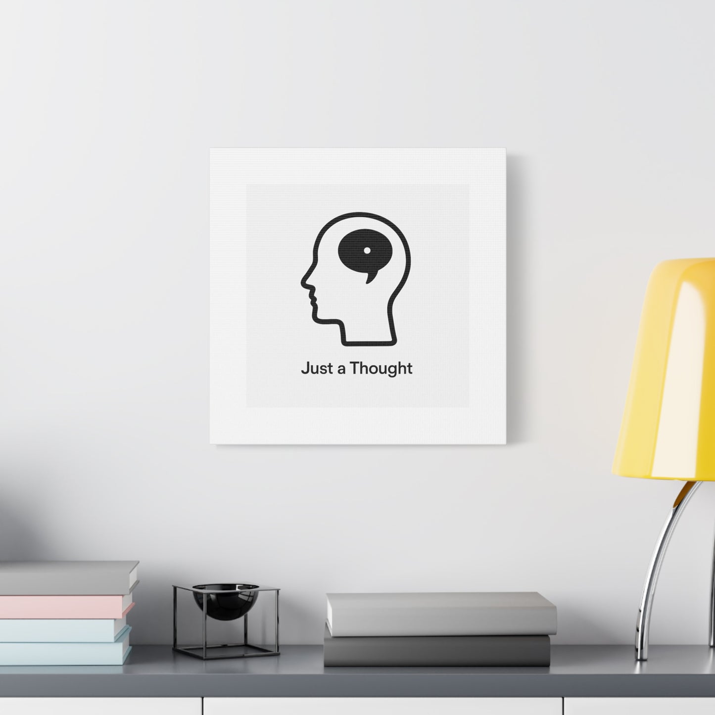 Matte Canvas Wall Art - "Just a Thought" Minimal Head Illustration