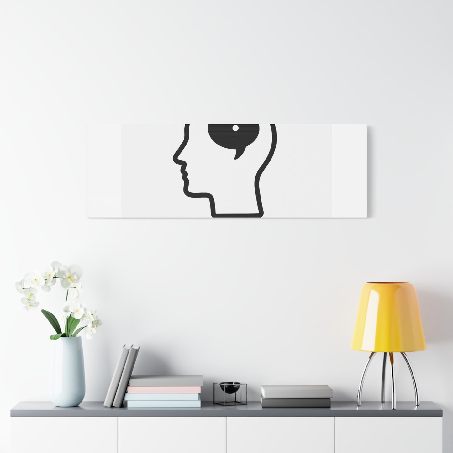 Matte Canvas Wall Art - "Just a Thought" Minimal Head Illustration
