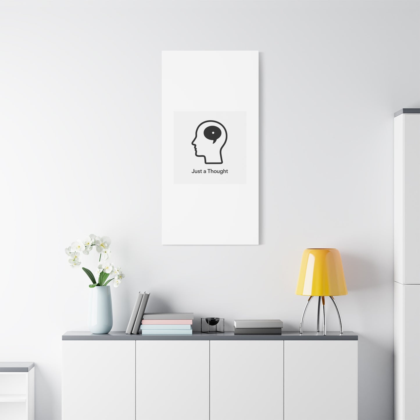 Matte Canvas Wall Art - "Just a Thought" Minimal Head Illustration