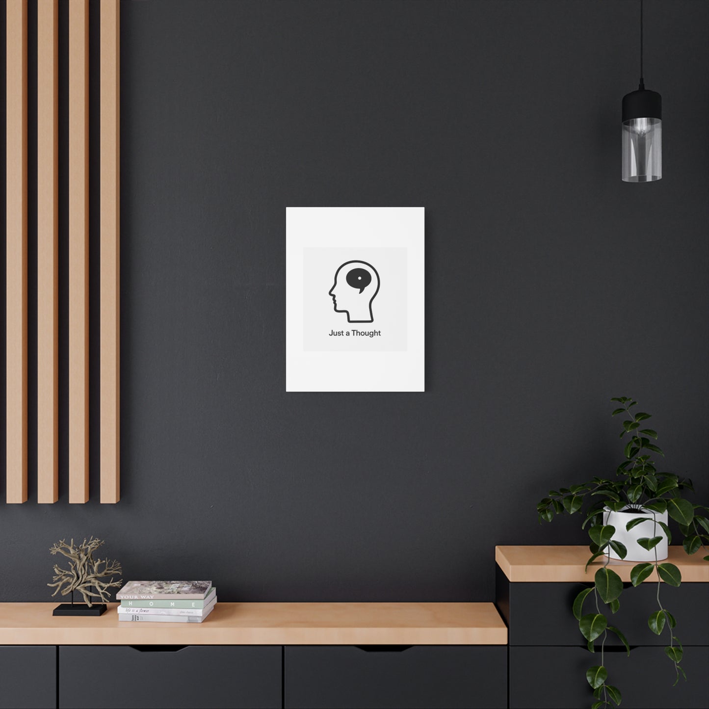 Matte Canvas Wall Art - "Just a Thought" Minimal Head Illustration