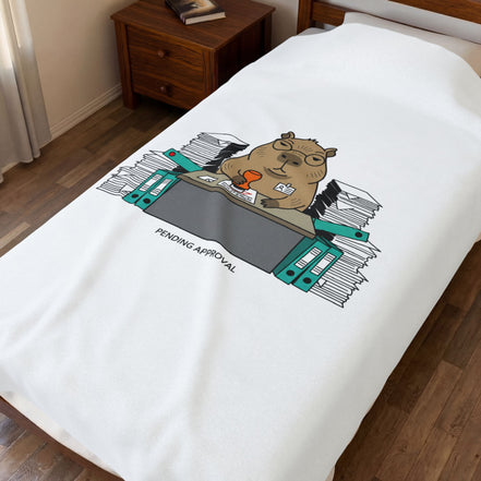 Pending Approval Raccoon Desk Blanket | Unhinged Animal Bureaucracy, Office HR Illustration