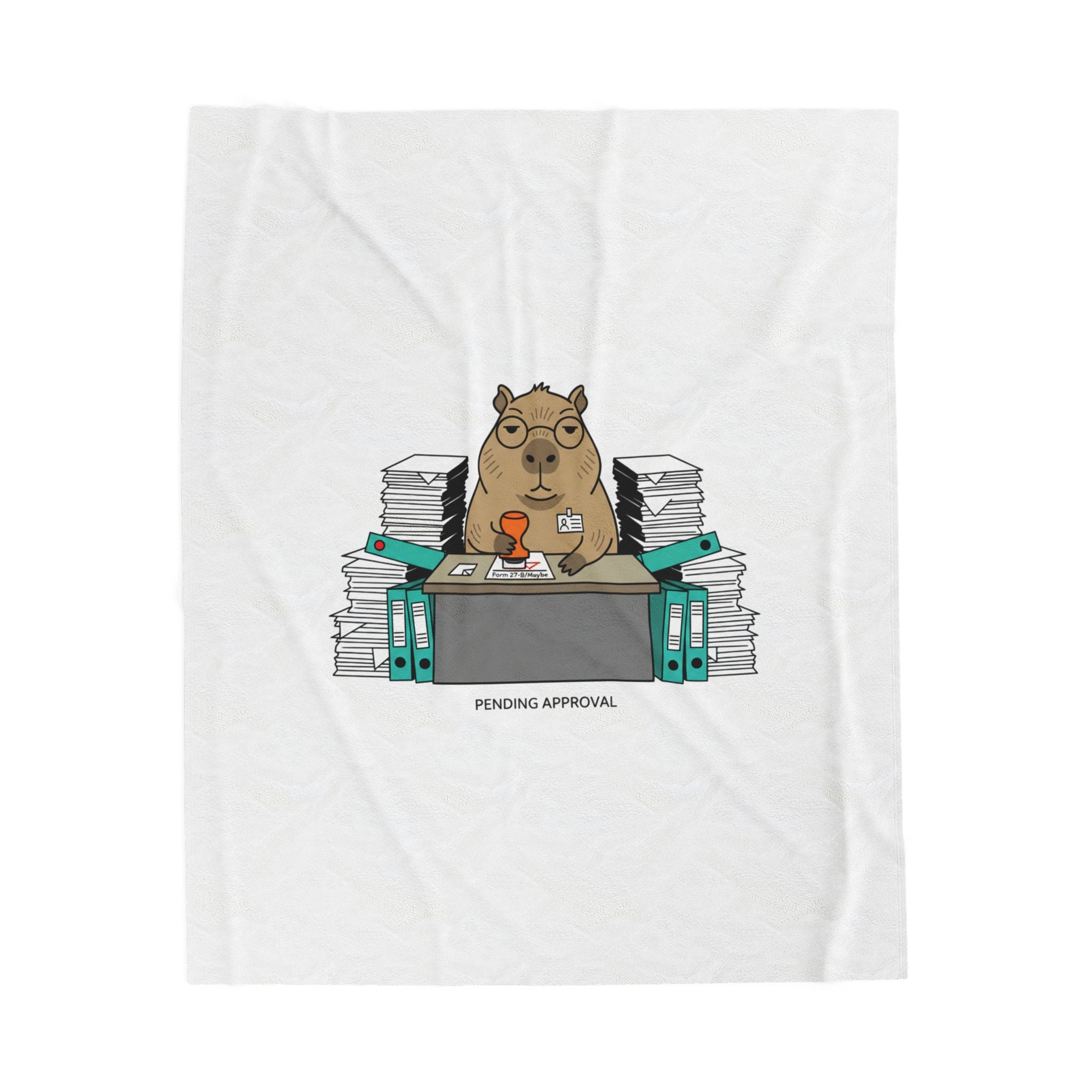 Pending Approval Raccoon Desk Blanket | Unhinged Animal Bureaucracy, Office HR Illustration