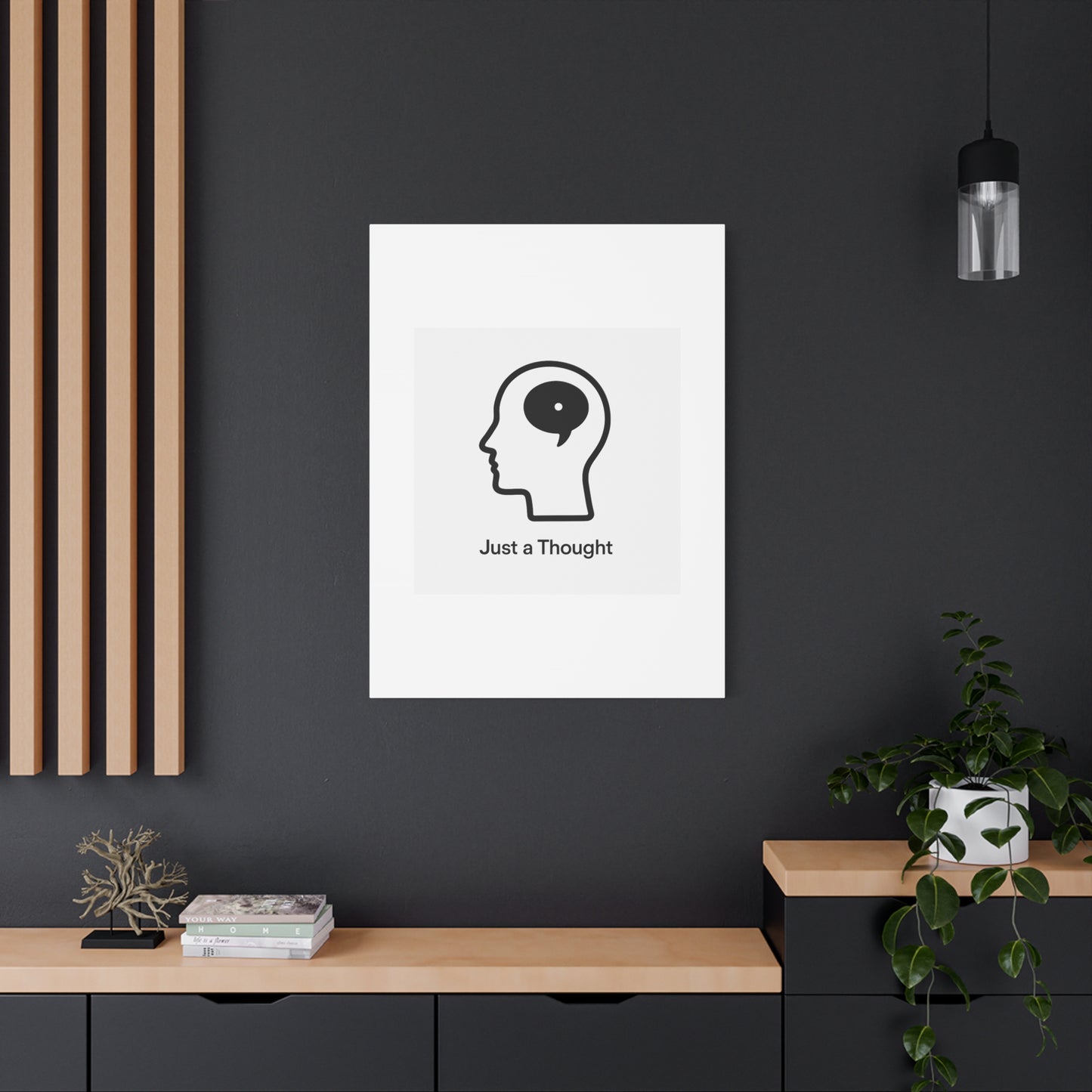 Matte Canvas Wall Art - "Just a Thought" Minimal Head Illustration