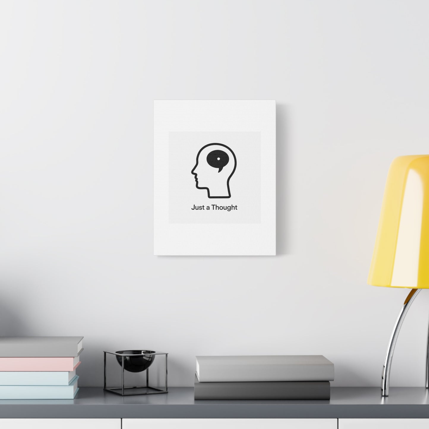 Matte Canvas Wall Art - "Just a Thought" Minimal Head Illustration