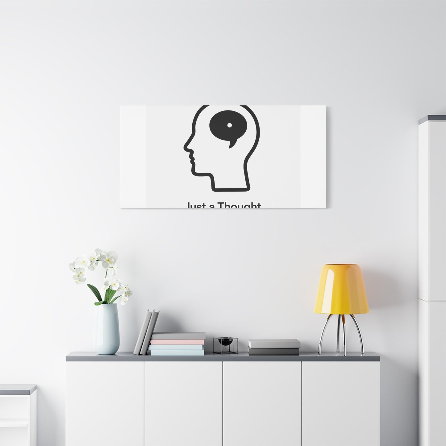 Matte Canvas Wall Art - "Just a Thought" Minimal Head Illustration