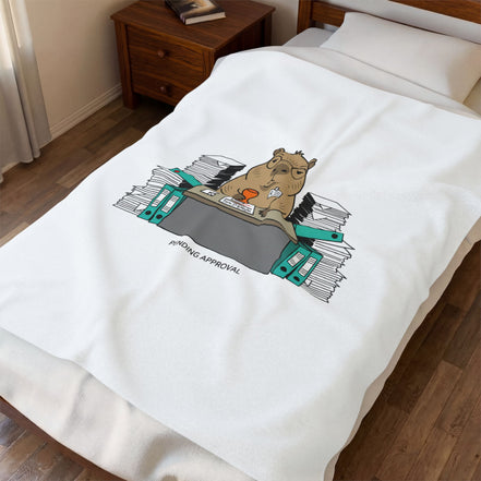 Pending Approval Raccoon Desk Blanket | Unhinged Animal Bureaucracy, Office HR Illustration