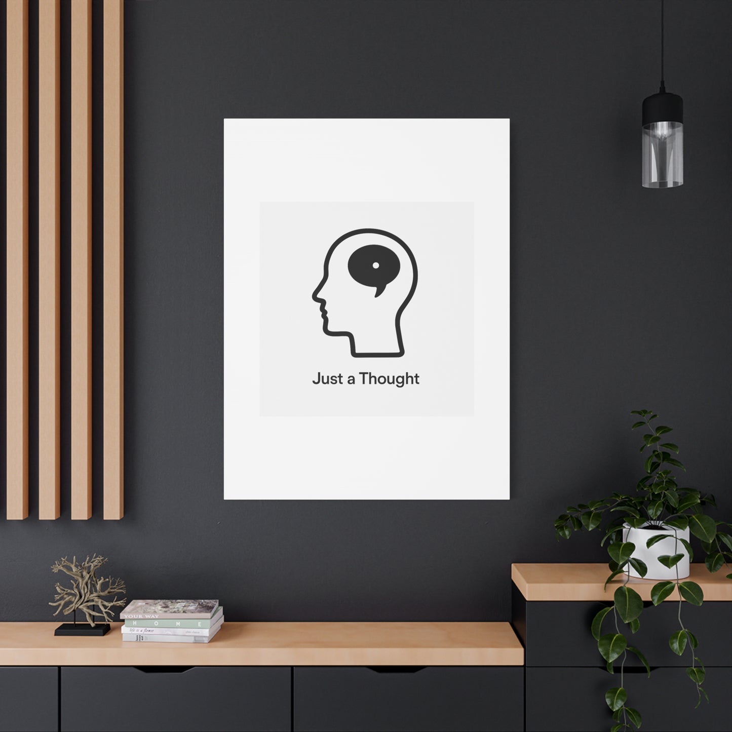 Matte Canvas Wall Art - "Just a Thought" Minimal Head Illustration