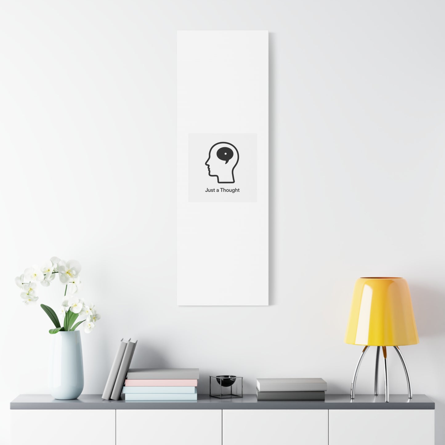 Matte Canvas Wall Art - "Just a Thought" Minimal Head Illustration