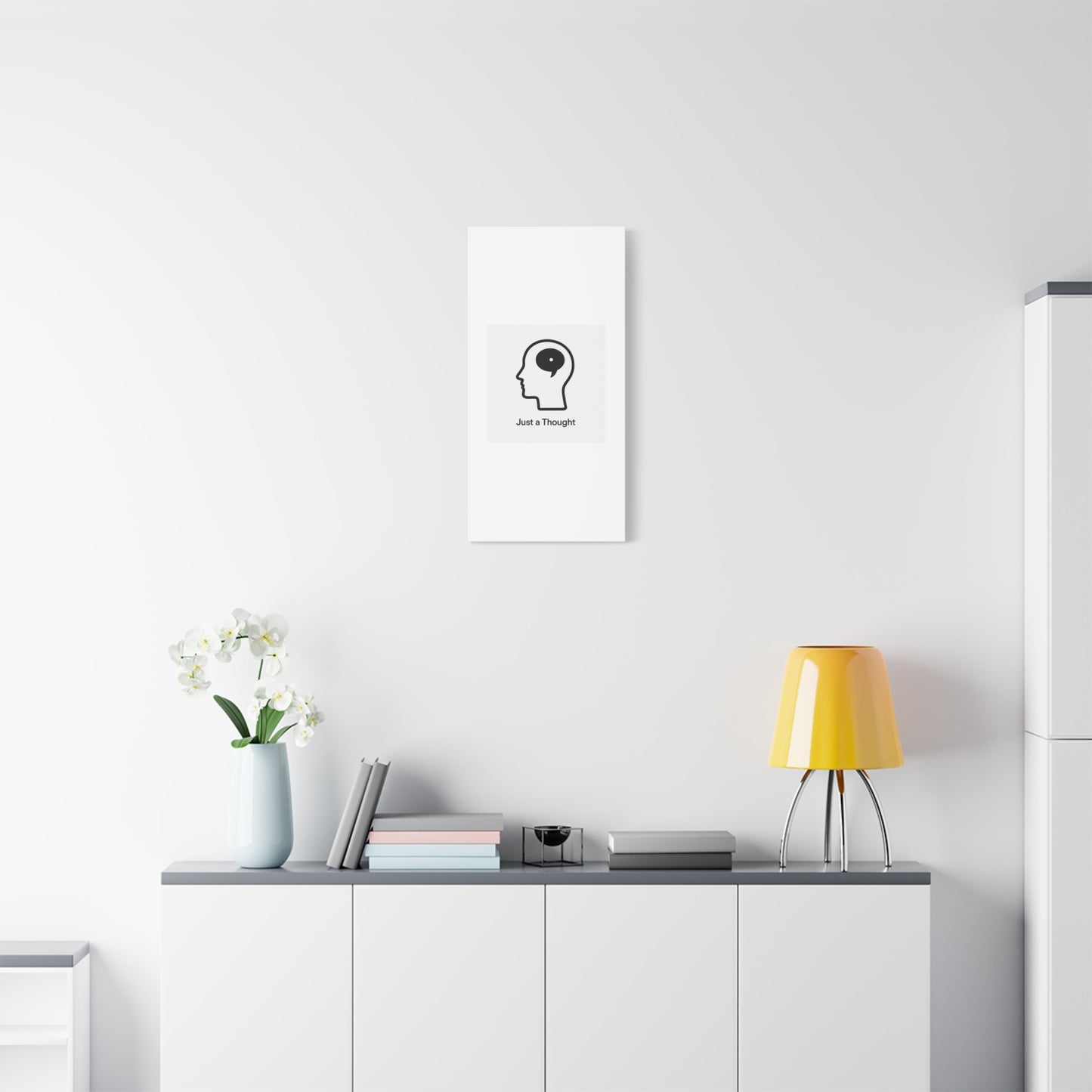 Matte Canvas Wall Art - "Just a Thought" Minimal Head Illustration