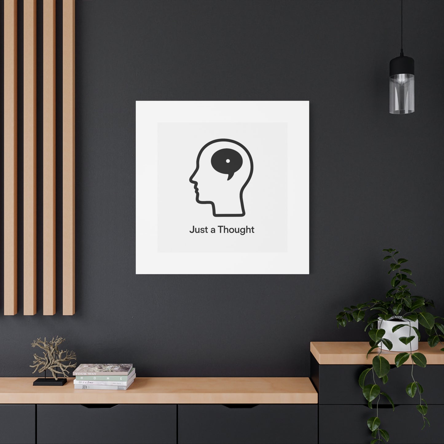 Matte Canvas Wall Art - "Just a Thought" Minimal Head Illustration