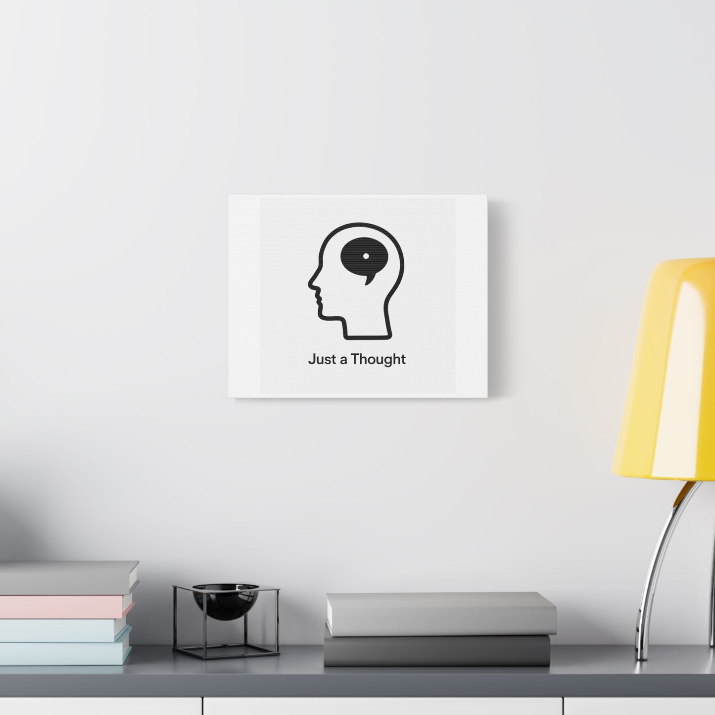 Matte Canvas Wall Art - "Just a Thought" Minimal Head Illustration