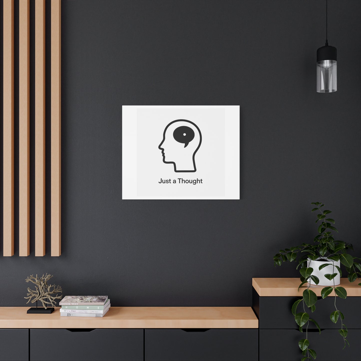 Matte Canvas Wall Art - "Just a Thought" Minimal Head Illustration